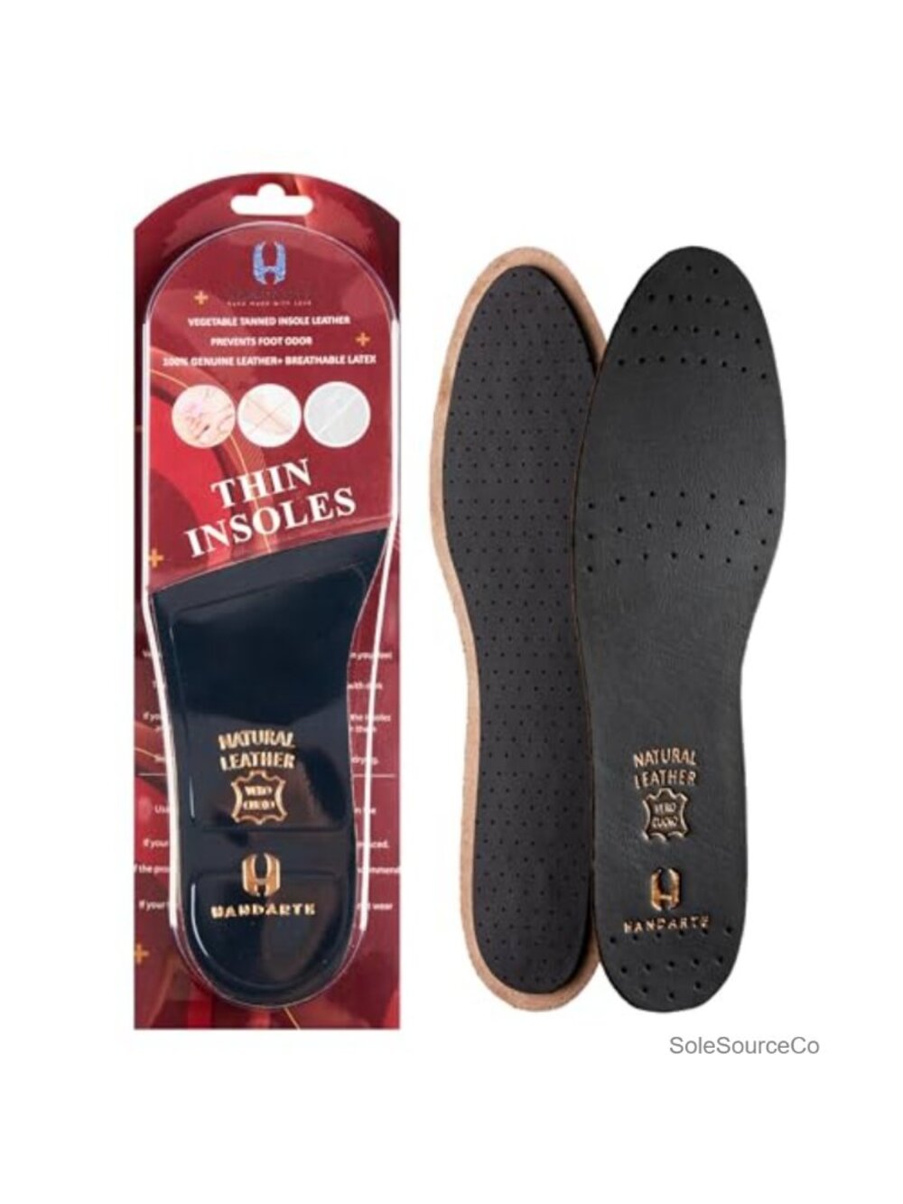 Premium Leather Shoe Insoles Thin Cushioning Goatskin Anti Sweat Odor Control